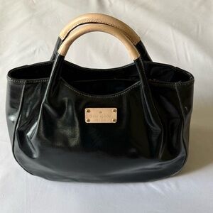 kate spade Black Satchel with Cream Handles